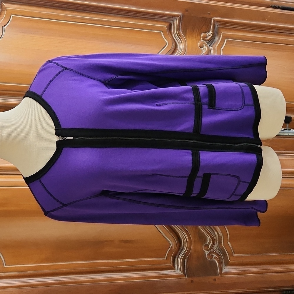 Laura Ashley  Purple Black Trim Zip-up Jacket